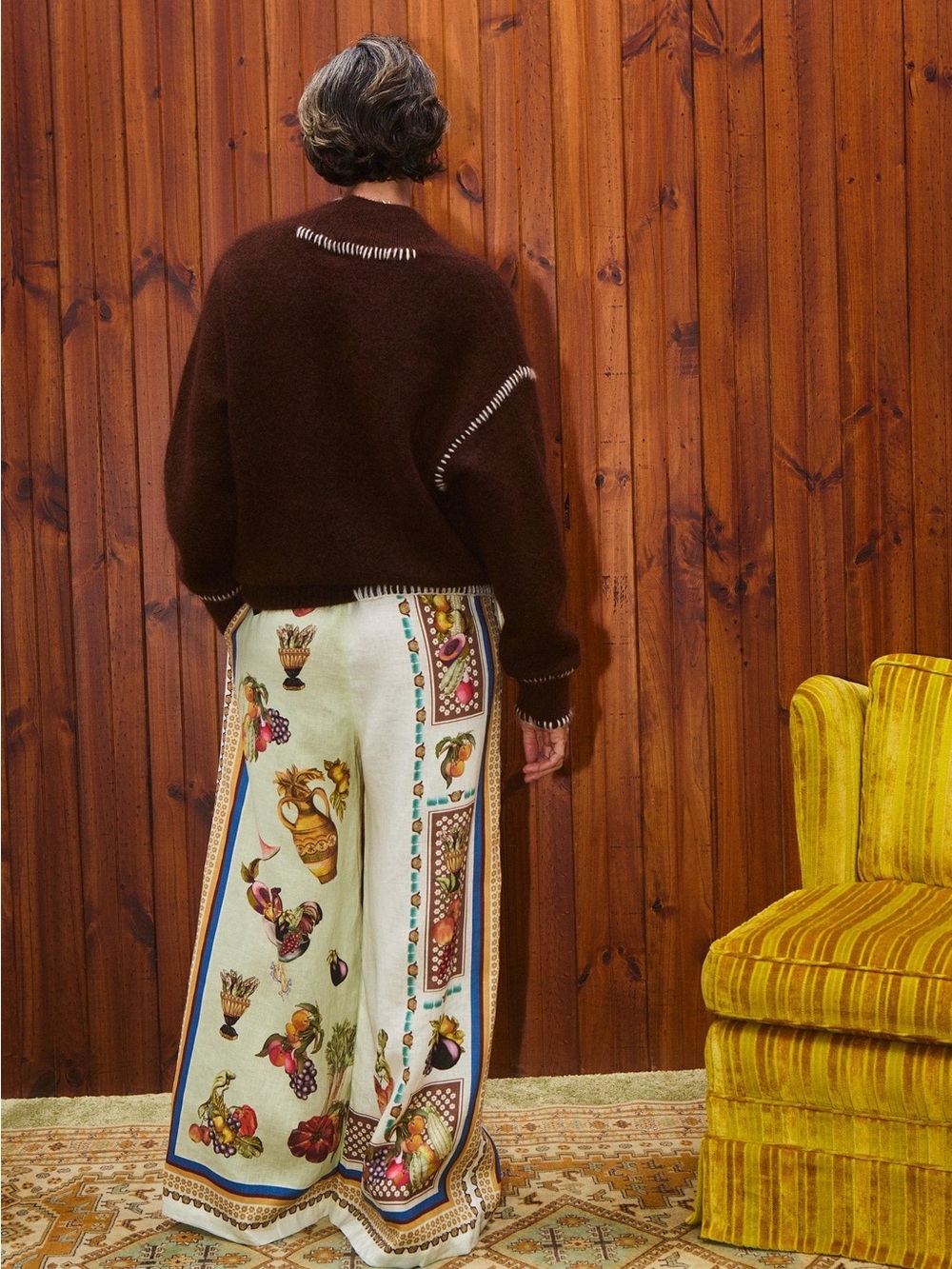 Alemais Fredo V-Neck Sweater with Yellow Green Fruit Patch - Picture 3 of 6